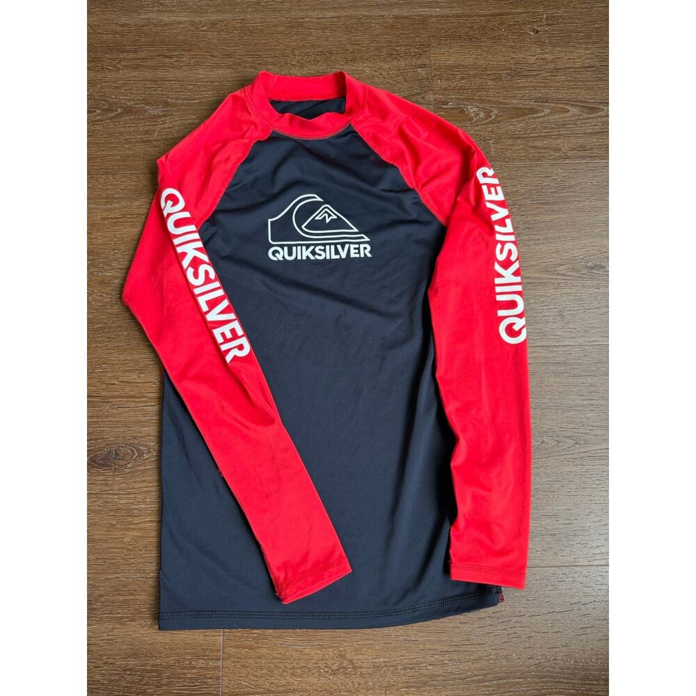 Quiksilver Boys Long Sleeve Logo Rash Guard Swim Top Spf Size XL